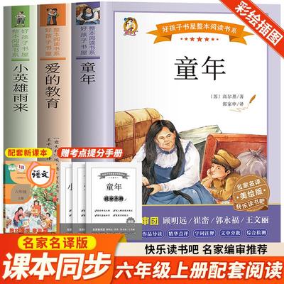 快乐读书吧六年级上册全套3册 小英雄雨来爱的教育童年高尔基正版原著儿童文学课本同步名家名著故事书必小学生课外书推荐阅读正版