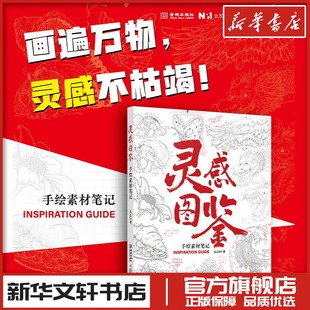 新华书店正版 灵感图鉴 自然植物动物美食民俗插画集临摹画册 成人儿童新手零基础学绘画技巧入门书籍 图书籍 手绘素材笔记