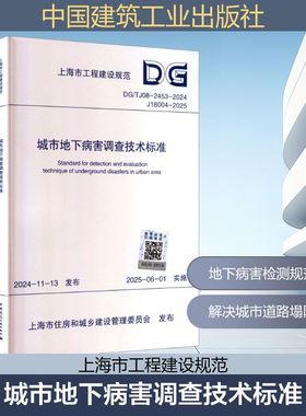 城市地下病害调查技术标准 DG/TJ 08-2453-2024 J18004-2025 上海市住房和城乡建设管理委员会 建筑/水利（新）专业科技