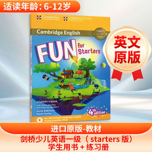 剑桥少儿英语YLE考试用书 学生书+练习册 进口英文原版(全2册)FUN FOR STARTERS STUDENT'S BOOK + BOOKLET