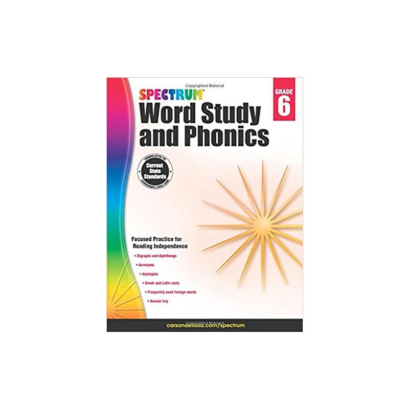 Spectrum Word Study and Phonics, Grade 6 Spectrum(Compiled by) 著 进口教材/考试类/工具书类原版书外版书