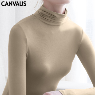 内搭女上衣加大薄款 胖MM堆堆领长袖 秋衣 大码 DBS莫代尔高领打底衫