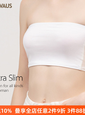 DBS莫代尔防走光抹胸网纱拼接打底横胸无肩带黑色短款裹胸VS38A