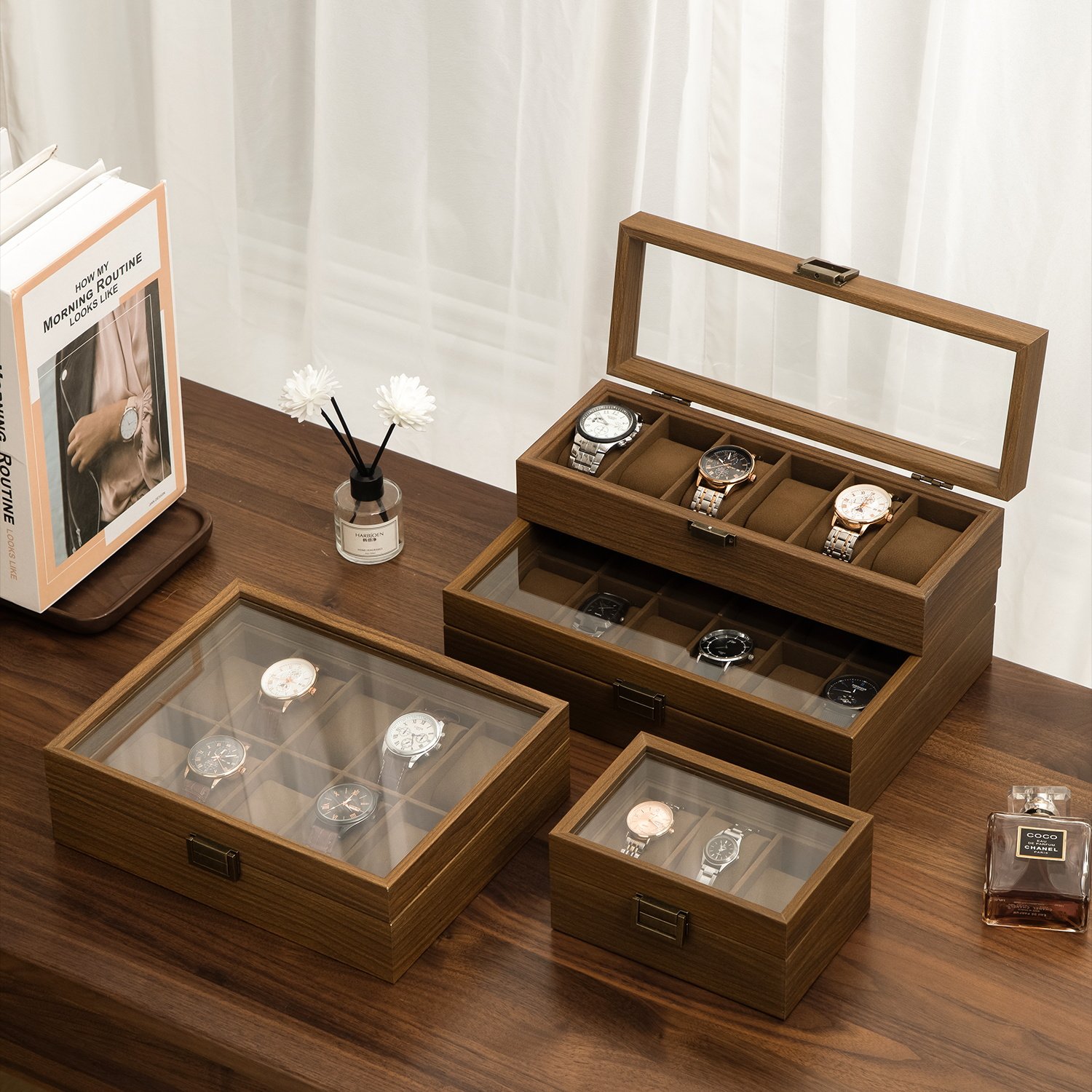 手表收纳盒专用胡桃木盒子高档精致家用收藏存放首饰展示覆 覆古