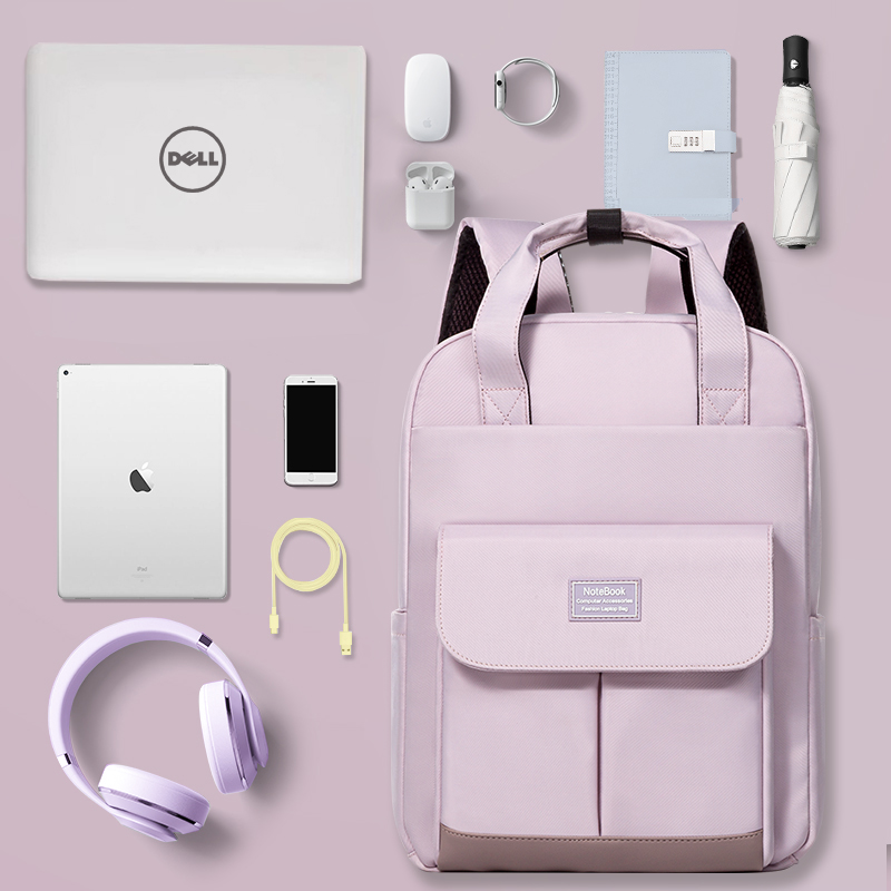 双肩包女14寸2024新款15.6适用苹果macbookpro13笔记本联想小新air大学生华为matebook16小众ins风防震摔背包