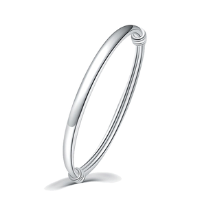 999纯银手镯女款光面银镯子足银饰品送妈妈老婆情人节礼物 刻字