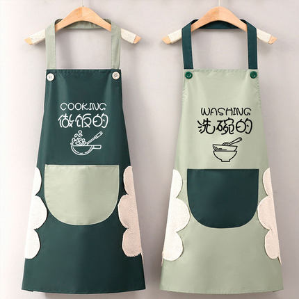 新款时尚防水防油围裙家用做饭工作服防污罩衣围腰情侣款可印字