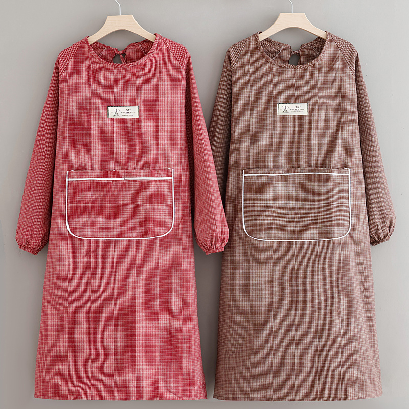 加长棉布长袖罩衣防污时尚