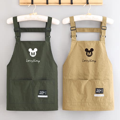 时尚防泼水围裙卡通做饭围腰定制印字家用厨房工作服餐饮专用上班