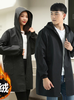 冬季加绒罩衣大人加厚长袖围裙防水韩版女时尚外套家用工作服定制