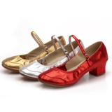 Обувь, серебряные танцующие современные туфли, мягкая подошва, для среднего возраста