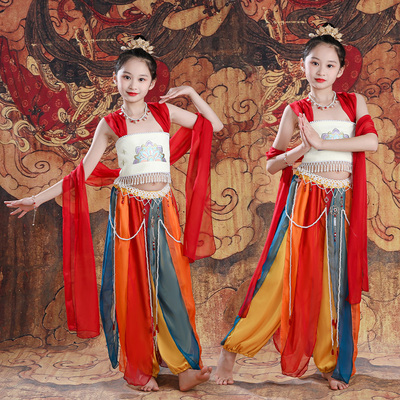 敦煌飞天舞古典女异域风情反弹琵琶表演服中国风汉服舞蹈演出服