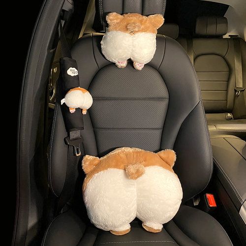 汽车头枕一对座椅柯基车载车内