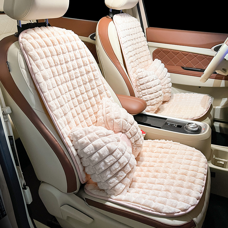 汽车坐垫冬季格子毛绒加热垫通用