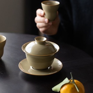 定窑手工陶瓷三才盖碗防烫泡茶器单个家用功夫茶具大号茶碗敬茶碗