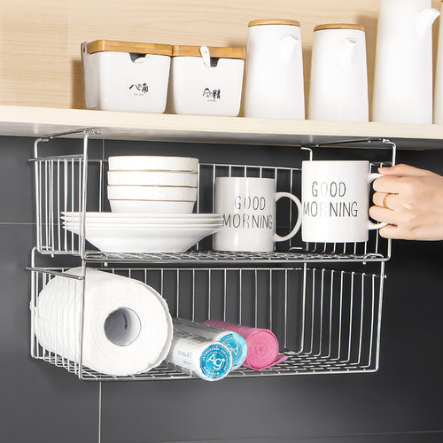 不锈钢橱柜下分层收纳多功能挂篮