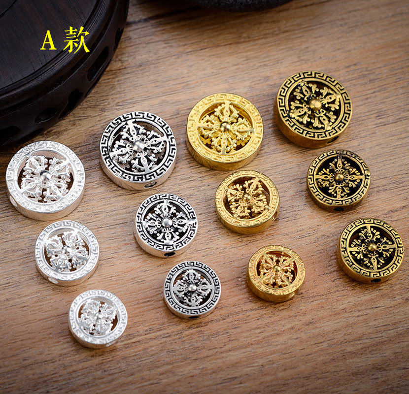 藏银黄铜吉祥八宝背云 星月菩提配饰十字金刚杵背云佛珠手串配饰