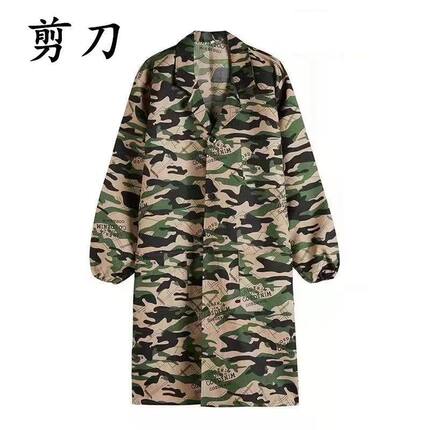 工作服男装大褂迷彩劳保服秋冬长袖款汽修搬运耐磨耐脏蓝罩衣印字