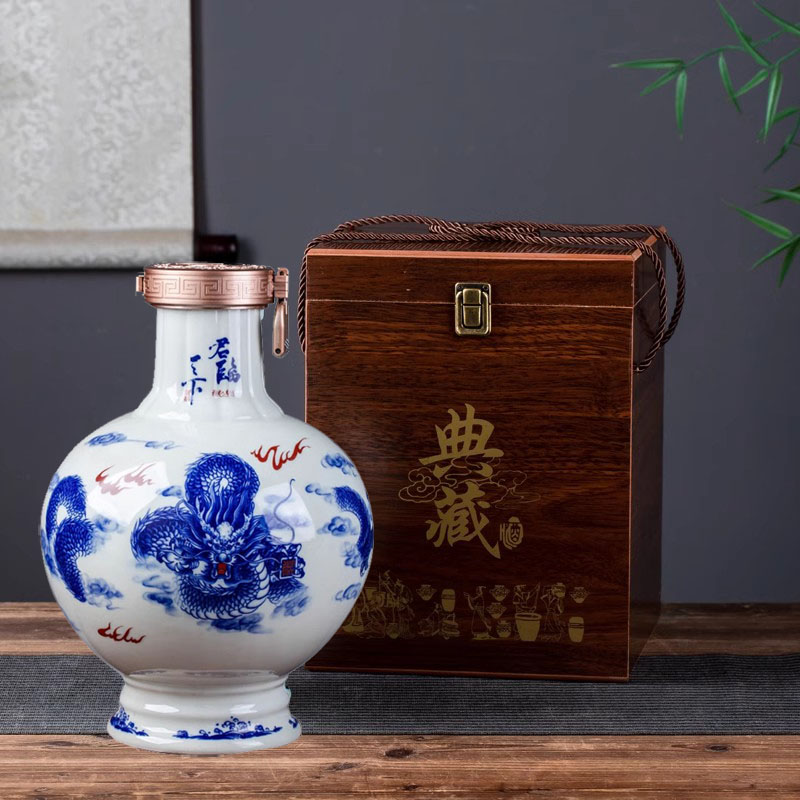 景德镇陶瓷空酒瓶1斤3斤5斤10斤青花瓷礼盒包装存酒专用酒壶酒坛