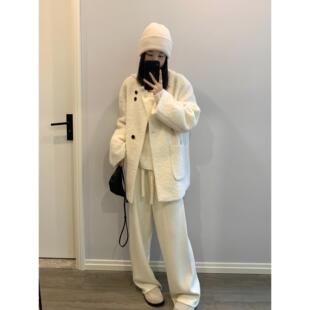 2024秋冬新款圈圈羊羔毛马海毛小香风气质高级感环保皮草外套女冬