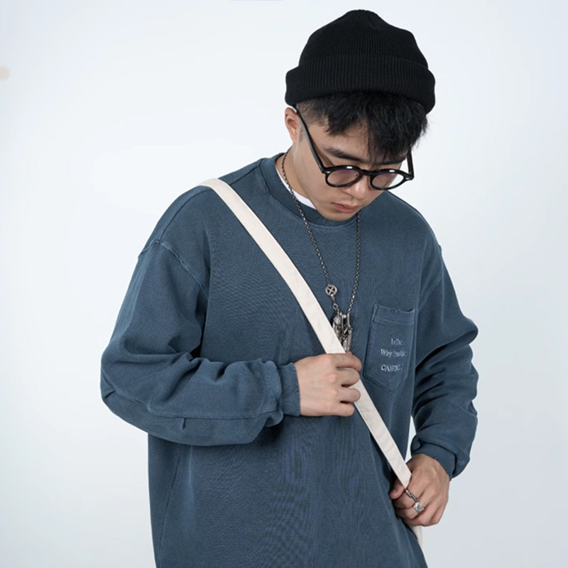 纯棉蜡染破坏做旧长袖卫衣Camd