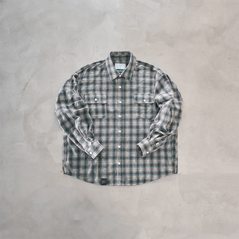 纯棉格纹衬衫长袖CAMDRCE