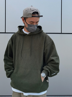 Camdrce 日系重磅CITYBOY赛络纺530g纯棉菠萝粒宽松连帽卫衣