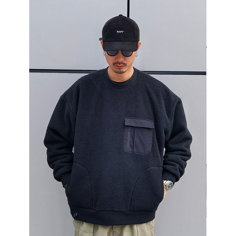 保暖CAMDRCE日系抓绒圆领卫衣