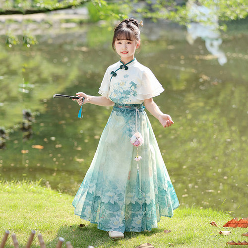 女童夏季国风马面裙套装汉服新款