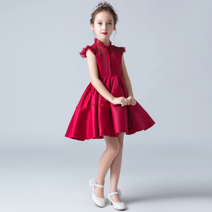 儿童公主裙夏季薄款女童礼服小仙女连衣裙洋气钢琴红色小女孩裙子