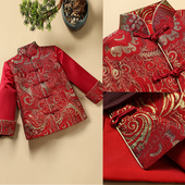 唐装 过年春节长袖 汉服冬 旗袍儿童中式 男童拜年服中国风红色新年装