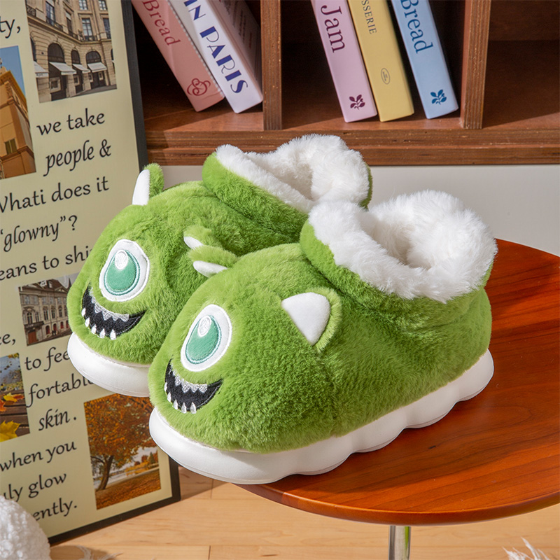 搞怪情侣棉鞋包跟加绒毛毛保暖