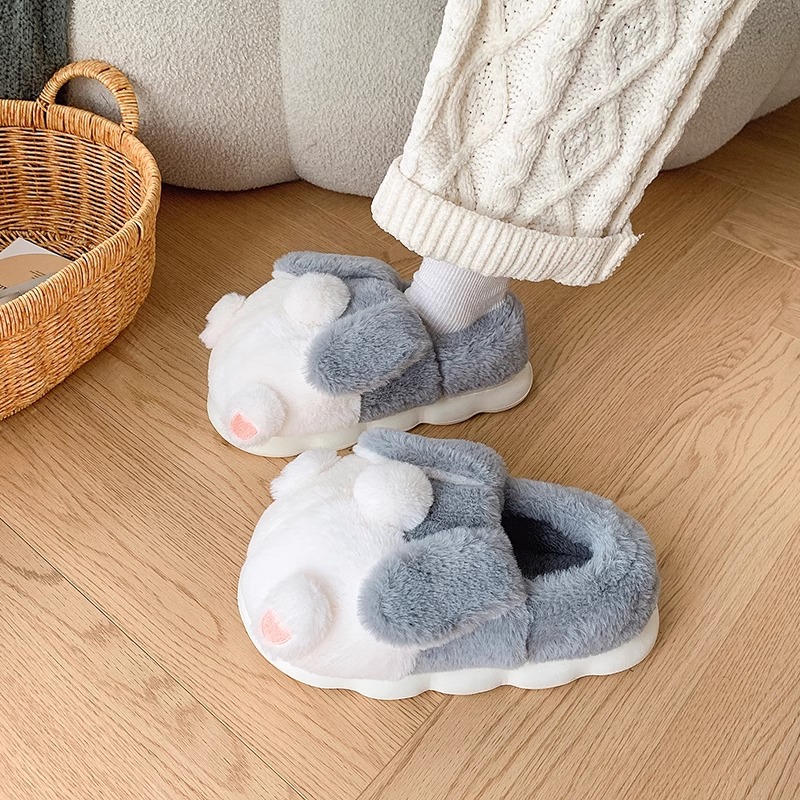 左福保暖可爱家居棉拖鞋