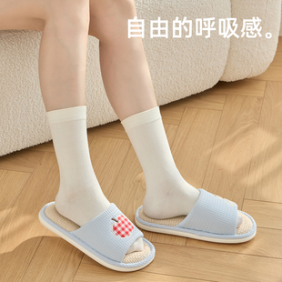 卡通开口拖亚麻拖鞋男士春秋室内家居轻音抗菌四季棉麻布拖鞋女夏