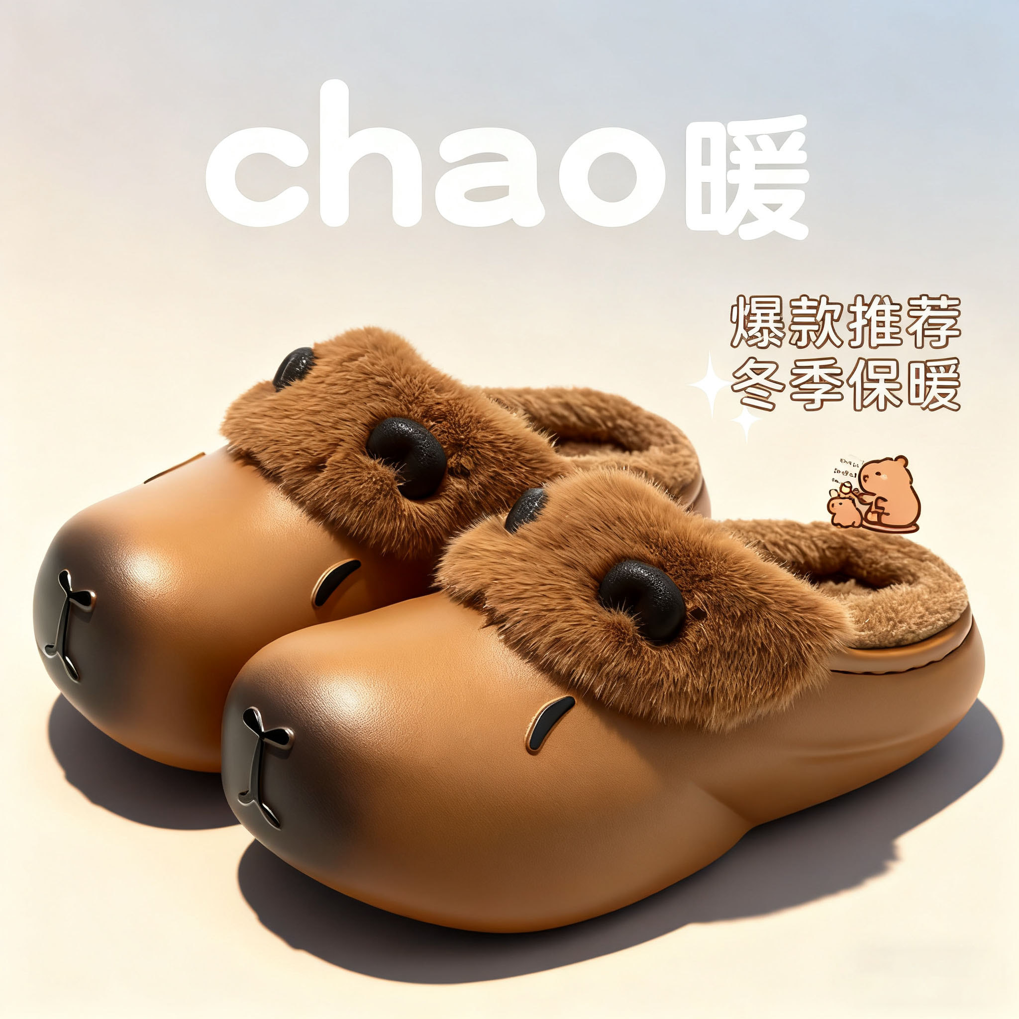 防水亲子款棉拖鞋毛绒保暖