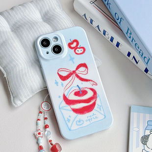 降雨几率原创适用苹果17pro16max15手机壳红苹果ins华为p70mate荣耀安卓全包光面软壳