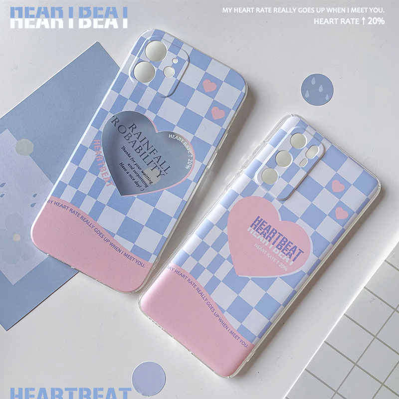 华为粉蓝棋盘格磨砂软壳