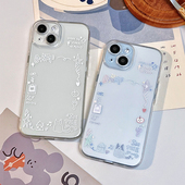 降雨几率原创适用苹果17pro16max15iPhone14可爱涂鸦手绘手机壳放小卡华为mate60p70安卓全包透明软壳