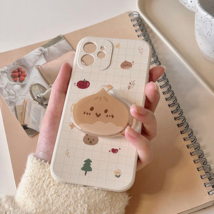 降雨几率适用iPhone15max14苹果13pro手机壳格子可爱栗子华为p50mate60软壳全包