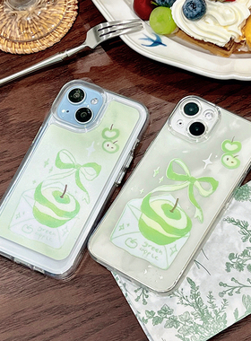 降雨几率原创适用苹果16pro15max14简约ins手机壳青苹果华为p70mate安卓软壳透明