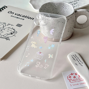 降雨几率原创适用于iPhone15max14苹果13pro简约可爱透明手机壳华为mate60p60nova安卓全包软壳