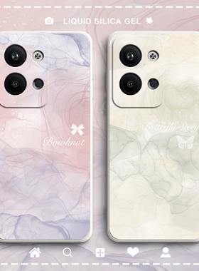 适用opporeno11手机壳新款vivox100proa3/k2创意iqoo12/z9turbo蝴蝶晕染findx7小众s18/neo8液态硅胶17女款
