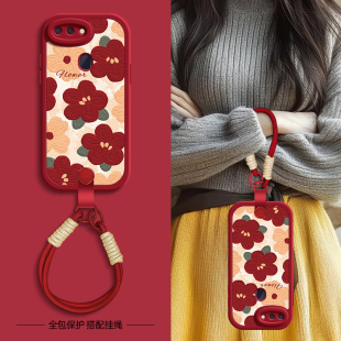 红色花瓣适用oppor17pro手机壳r15标准版保护套oppor15梦境版oppor11s新款r17oppo秋冬新年挂绳r11女款可背