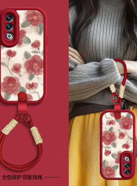 红玫瑰花适用OPPOK12手机壳k11/k11x保护套k10pro新款k10x新春新年挂绳k7女款k12硅胶oppok11可背oppo网红k10
