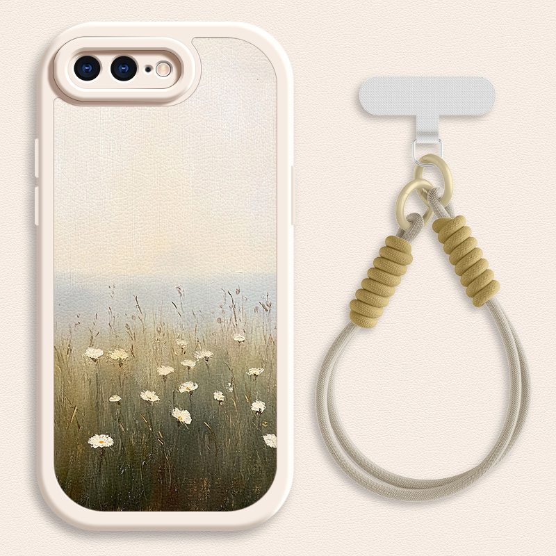 油画野花适用苹果11ProMax手机壳iphoneX套7/8plus新款x/xr夏天斜挎挂绳iphone11pro可背6splus女款xsmax