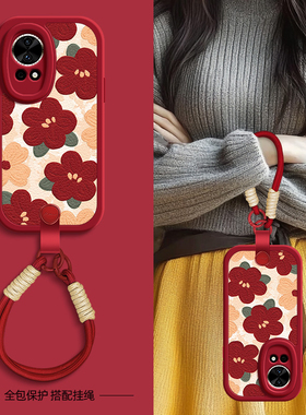 红色花瓣适用华为nova13手机壳nova11pro保护套nove10新款novo12ultra秋冬新年挂绳12活力版10z女款11SE网红u