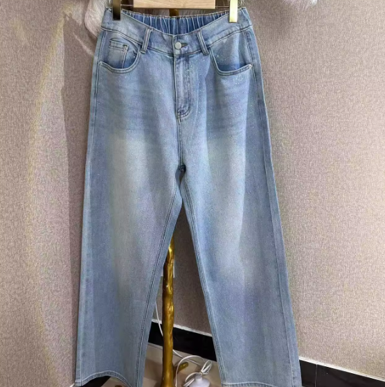 90287春夏新款轻奢烫钻高腰高弹窄版直筒阔腿裤胖MM显瘦加大码女,女装/女士精品,大码裤装,淘宝优惠券,粉丝福利购,淘宝优惠卷