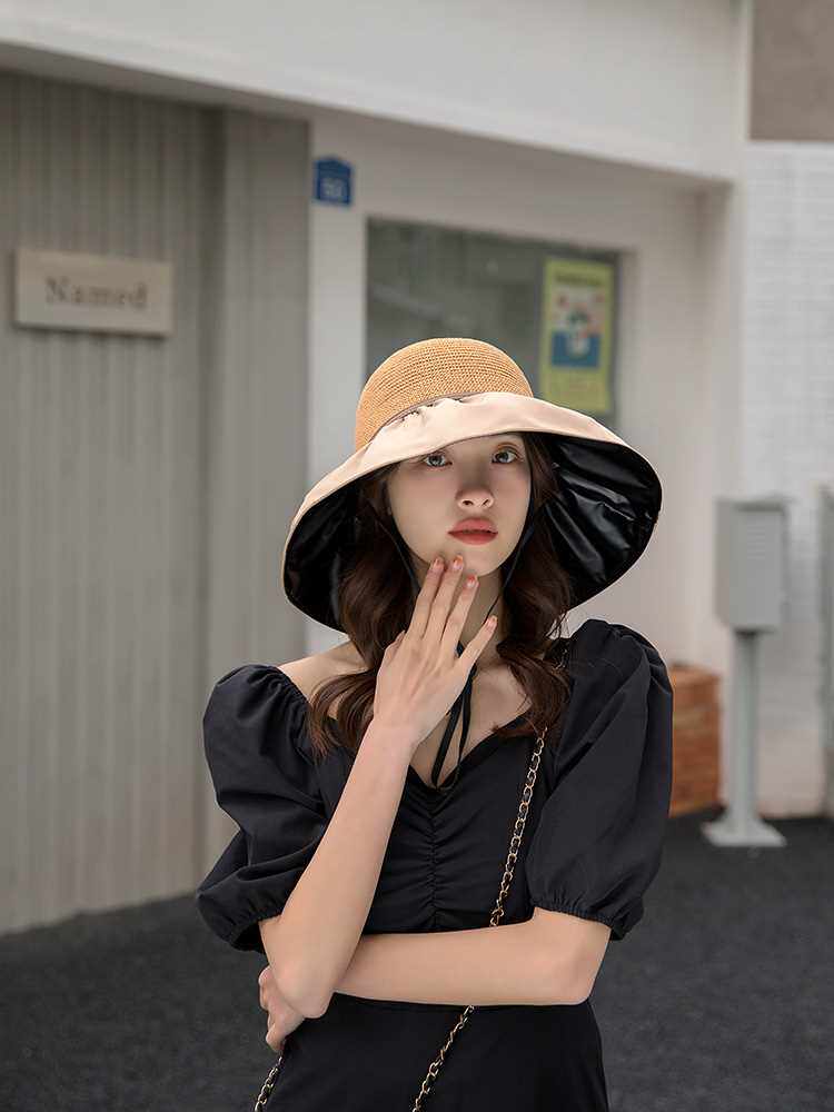 BLACK GLUE BUCKET HAT WOMENS HATS CAP SUN HATS BEACH HAT LU