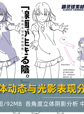 人体动态与光影表现分析 漫画人物手板绘立体阴影图解 中文汉化版