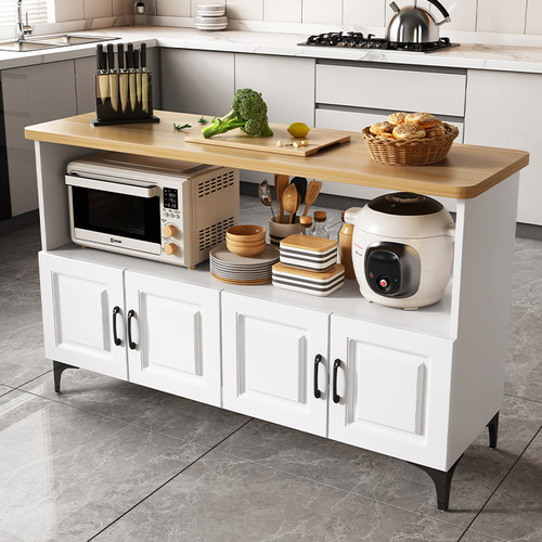 厨房置物架落地多层微波炉架切菜桌多功能操作工作台家用小长条桌